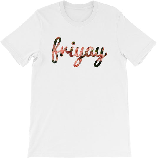 FRIYAY TEE - with beautiful pink roses! | Worldwide Shipping | Sweatshop Free!